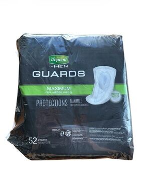 Depend Guards for Men, 52pk, Maximum Protection Incontinence Liners, Discreet